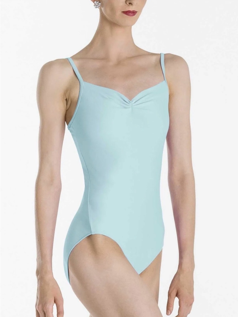 Light Blue Women's Leotard with Gathered Neckline